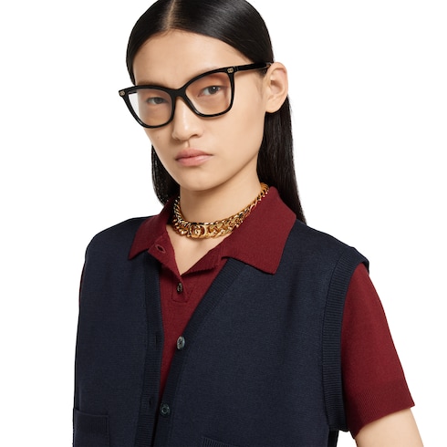Wool silk polo top with vest overlay