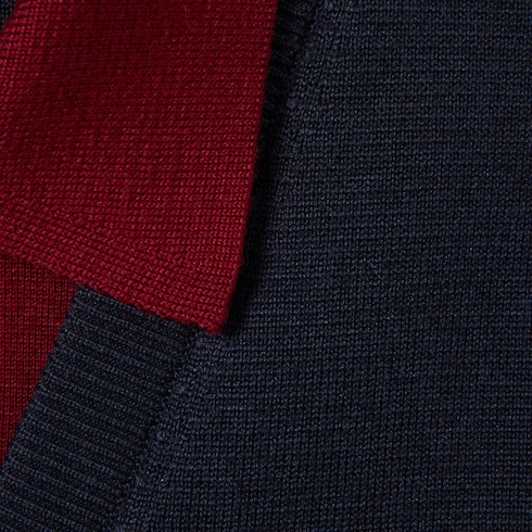 Wool silk polo top with vest overlay