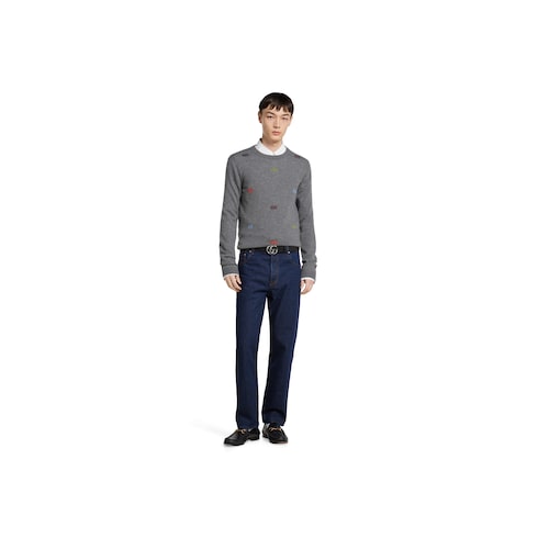 Fine cashmere sweater with intarsia