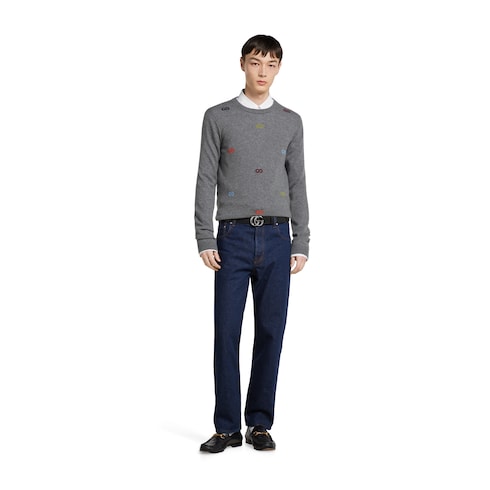 Jersey de cashmere fino con intarsia