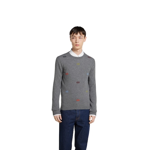 Fine cashmere sweater with intarsia
