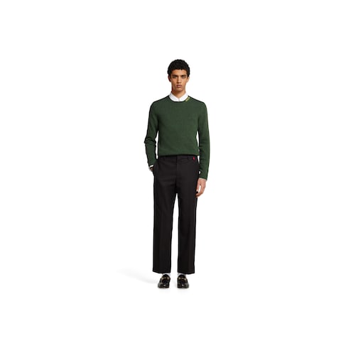 Felted wool knit sweater with intarsia