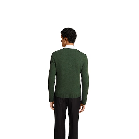 Felted wool knit sweater with intarsia