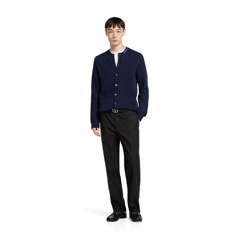 Cardigan aus gefilztem Wollstrick mit Intarsie
