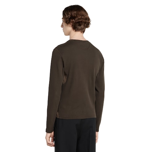 Rib cotton T-shirt with embroidery