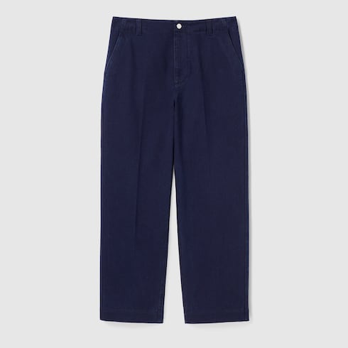Washed denim pant with embossed label