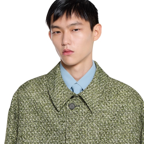 Manteau en popeline contrecollée à imprimé bouclé