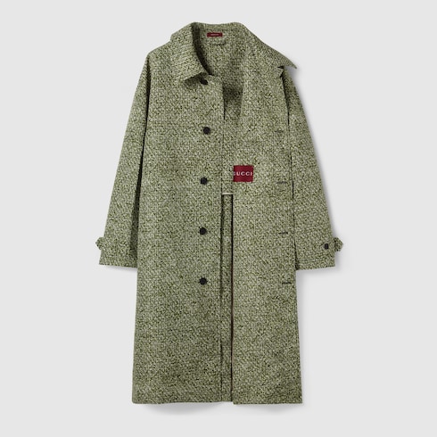 Manteau en popeline contrecollée à imprimé bouclé
