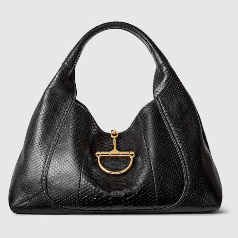 Gucci Softbit系列加大号蟒蛇皮肩背包