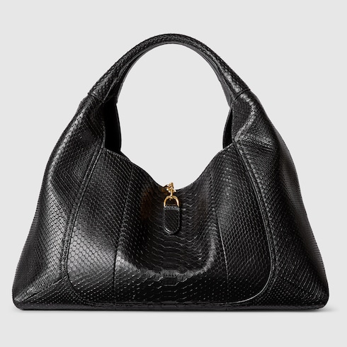 Gucci Softbit系列加大号蟒蛇皮肩背包