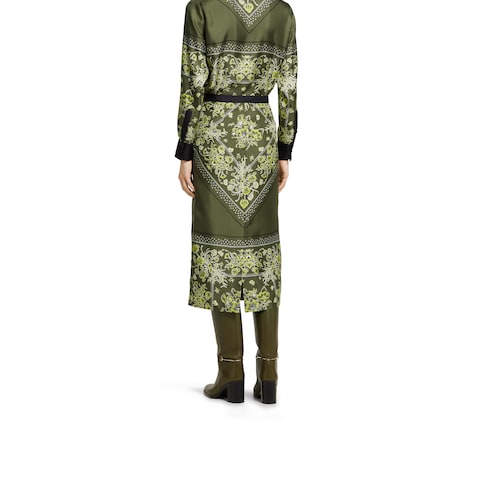 Printed silk twill skirt