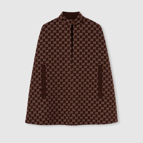 ★GUCCI ウールケープ　定価385,000円 ★ ホースビット シルクウール ケープブラウン | GUCCI公式