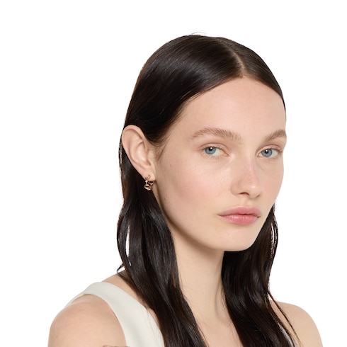 Horsebit 18k diamond hoop earrings