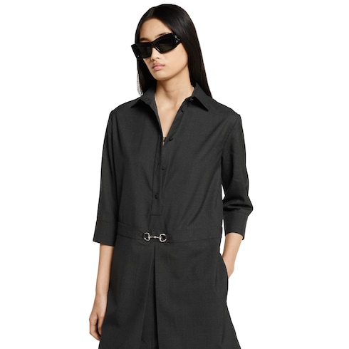 Kleid aus Wolle mit Horsebit