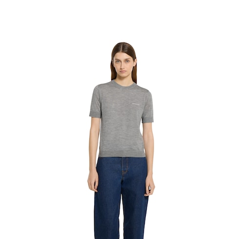Cashmere silk top with intarsia