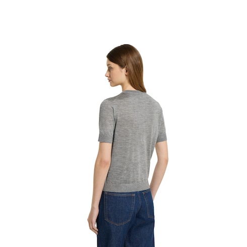 Cashmere silk top with intarsia