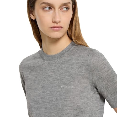 Cashmere silk top with intarsia