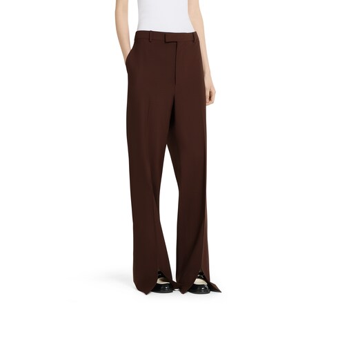Pantalon en laine stretch avec broderie