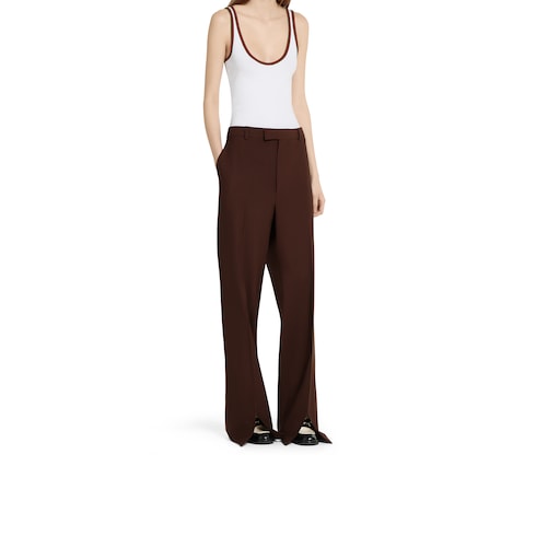 Stretch wool pants with embroidery