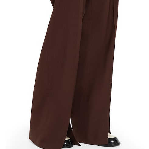 Stretch wool pants with embroidery