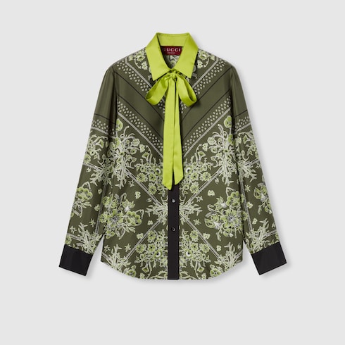 Chemise en twill de soie avec imprimé