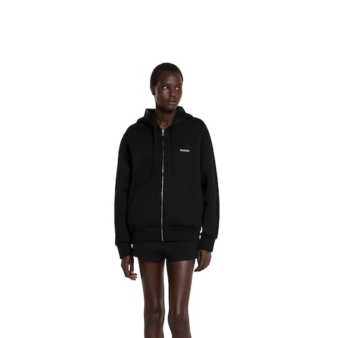 Cotton jersey hooded zip sweatshirt