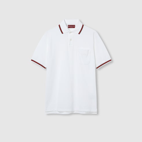 Polo en piqué de coton avec bande Web