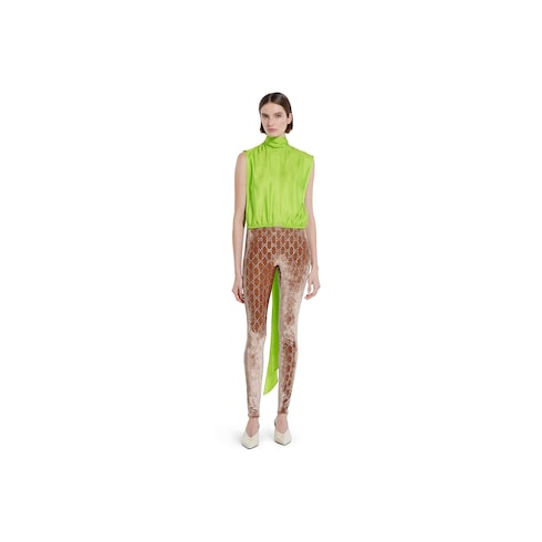 Self-tie neck bow viscose twill top Detail 3