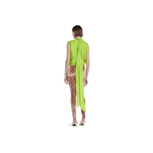 Self-tie neck bow viscose twill top Detail 4