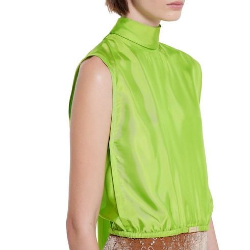 Self-tie neck bow viscose twill top Detail 5