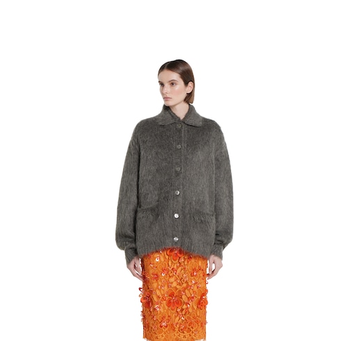 Cardigan en laine mohair brossée extra-fine