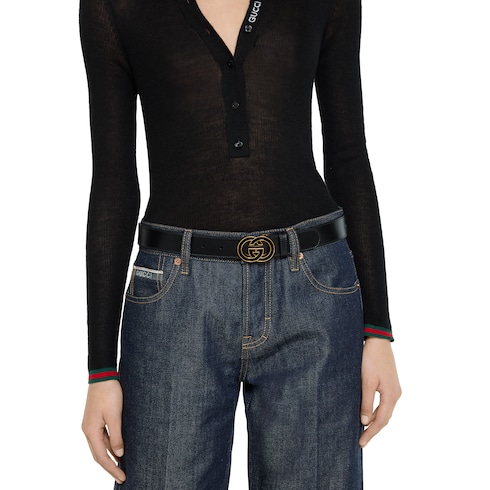 Belt with Interlocking G buckle