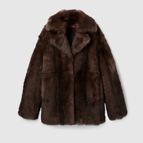 Soft hairy shearling peacoat Detail 2