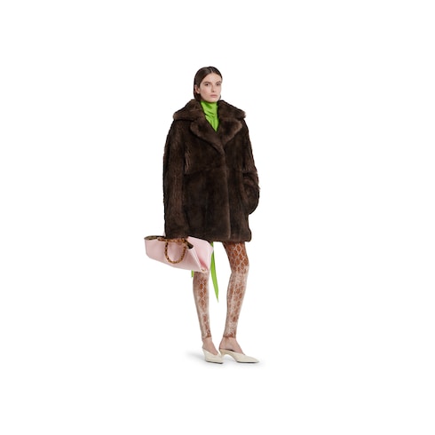 Soft hairy shearling peacoat