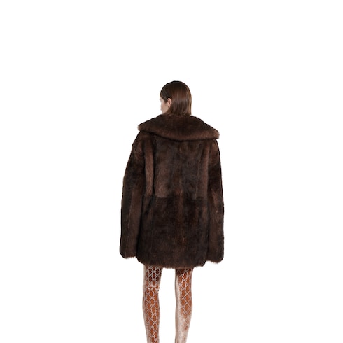 Soft hairy shearling peacoat Detail 4