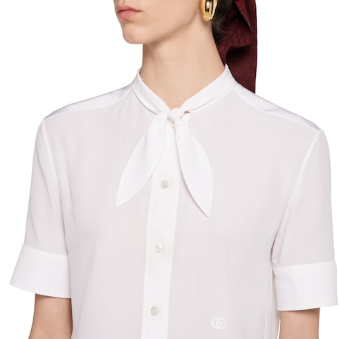 Silk crêpe de chine shirt with embroidery
