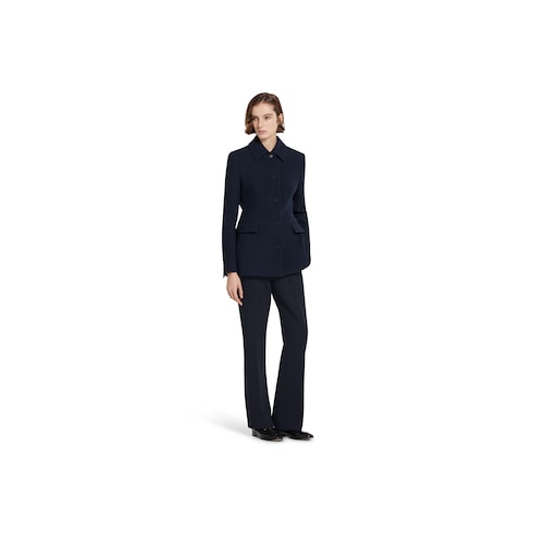 Light wool crêpe pant with embroidery