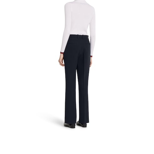Light wool crêpe pant with embroidery