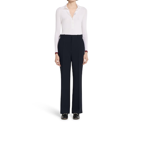 Light wool crêpe pant with embroidery