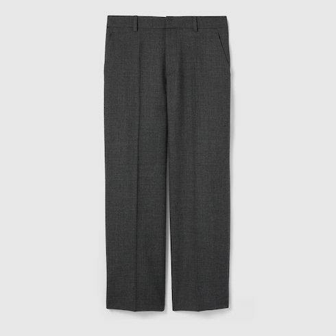 Wool grisaille pants with embroidery