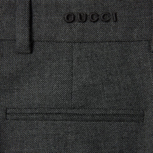 Wool grisaille pants with embroidery
