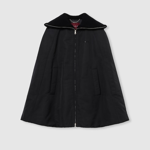 Padded cape jacket with embroidery