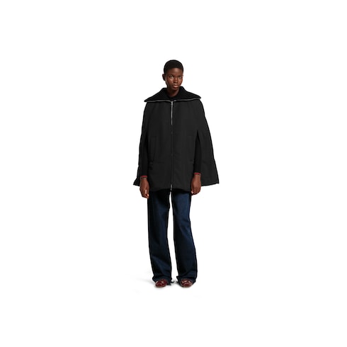 Padded cape jacket with embroidery