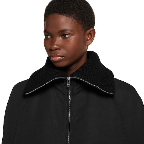 Padded cape jacket with embroidery