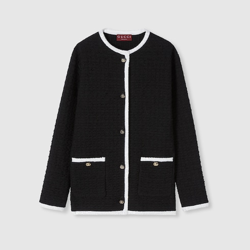 Cardigan aus Wolltweed mit Stickerei