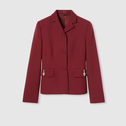 Crêpe wool silk jacket with tiger
