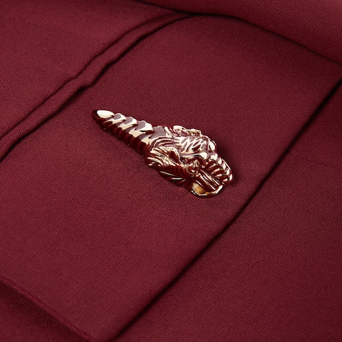 Crêpe wool silk jacket with tiger