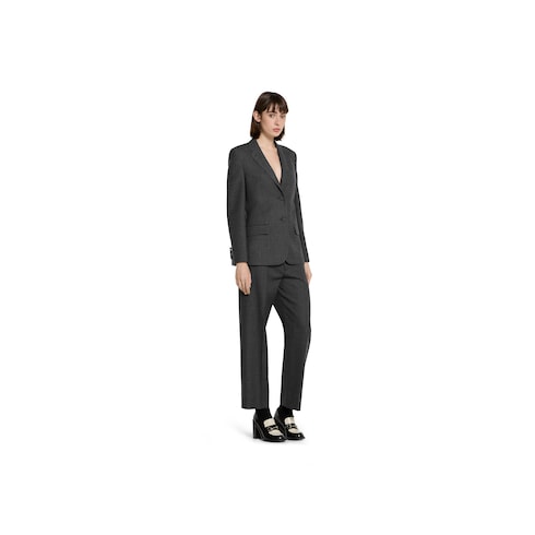 Wool grisaille pants with embroidery
