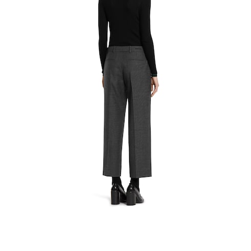 Wool grisaille pants with embroidery