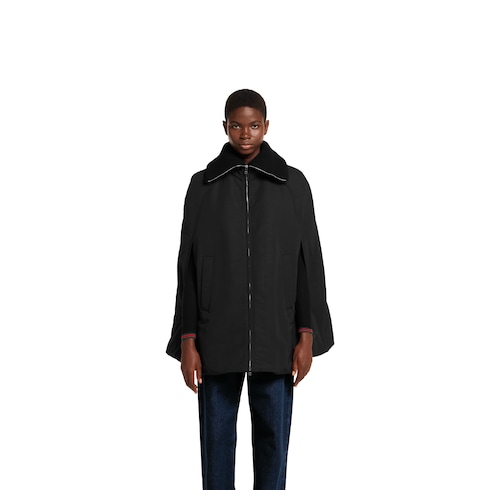 Padded cape jacket with embroidery